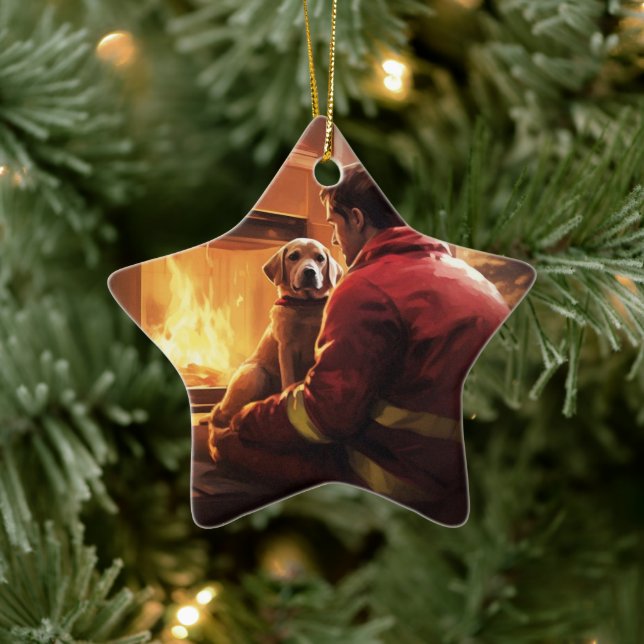 Boxer Gift, Pet Gift, Hund Fireman, julklapp Julgransprydnad Keramik (Träd)