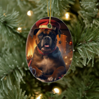 Boxer Gift, Pet Gift, Hund polis, julklapp Julgransprydnad Keramik