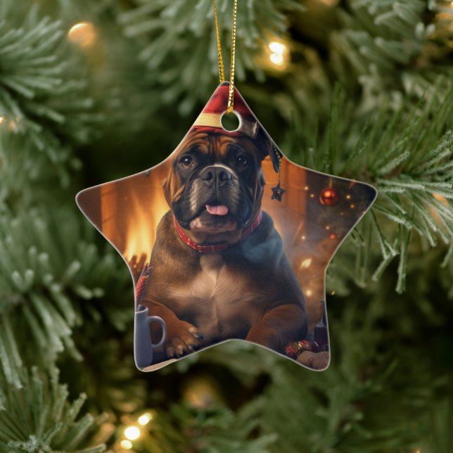 Boxer Gift, Pet Gift, Hund polis, julklapp Julgransprydnad Keramik (Träd)