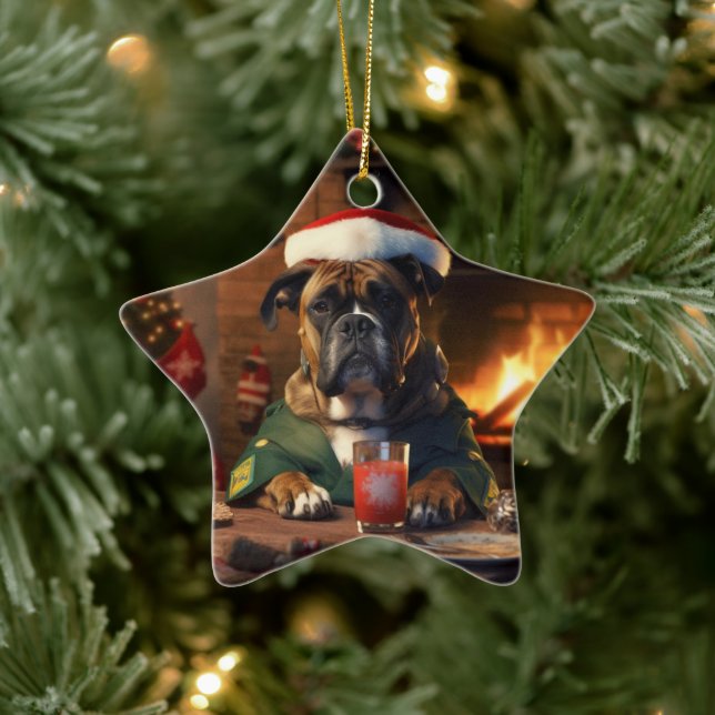 Boxer Gift, Pet Gift, Hund polis, julklapp Julgransprydnad Keramik (Träd)