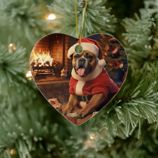 Boxer Gift, Pet Gift, Hund polis, julklapp Julgransprydnad Keramik (Träd)