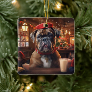 Boxer Gift, Pet Gift, Hund polis, julklapp Julgransprydnad Keramik