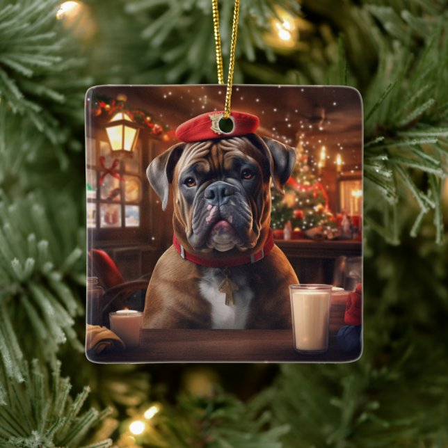 Boxer Gift, Pet Gift, Hund polis, julklapp Julgransprydnad Keramik (Träd)