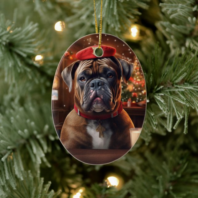 Boxer Gift, Pet Gift, Hund polis, julklapp Julgransprydnad Keramik (Träd)