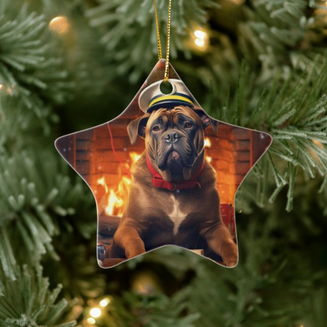 Boxer Gift, Pet Gift, Hund polis, julklapp Julgransprydnad Keramik (Träd)