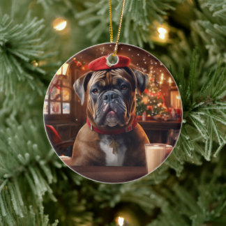Boxer Gift, Pet Gift, Hund polis, julklapp Julgransprydnad Keramik