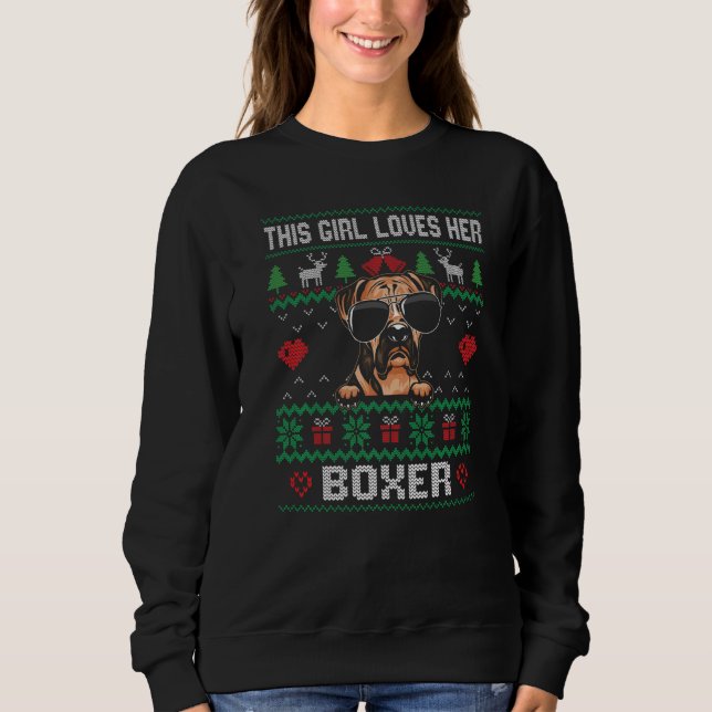 Boxer Girl Cool Ugly Christmas for Dog Mom Premium T Shirt (Framsida)