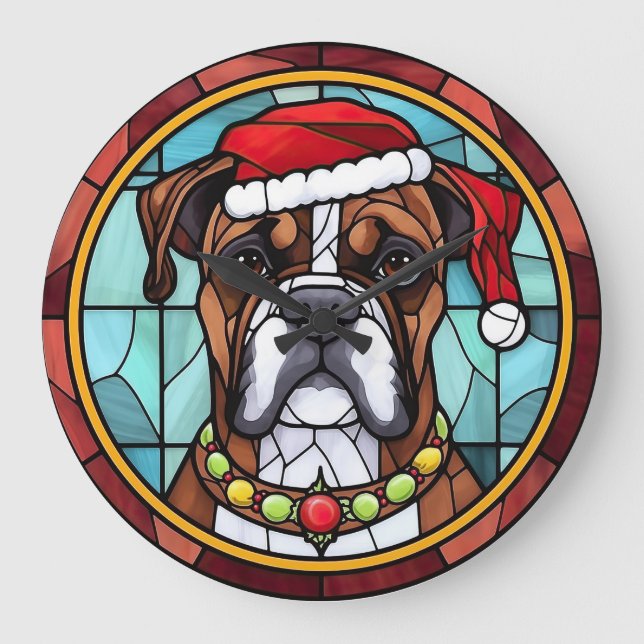 Boxer Glasmålning Jul Stor Klocka (Framsida)