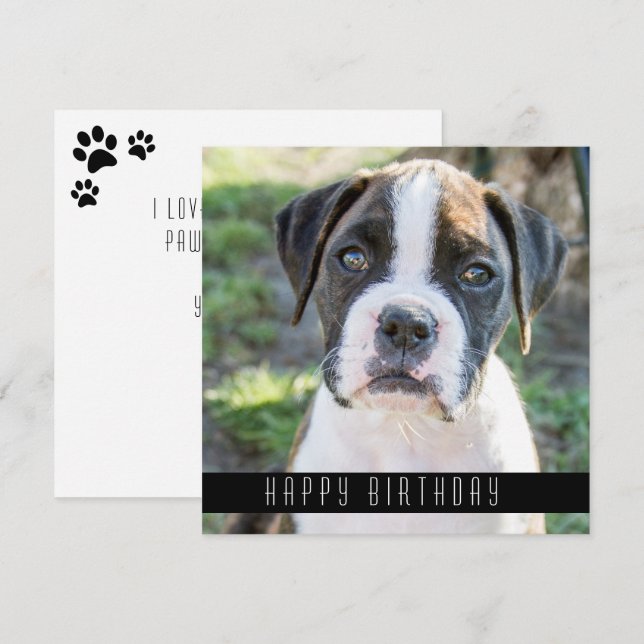 Boxer Grattis på födelsedagen Önskemål Hund födels Meddelande (Fram/baksida)