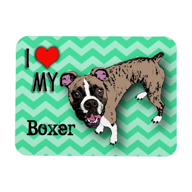 Boxer Grönt Monochromatic Chevron Fridge Magnet (Horisontell)