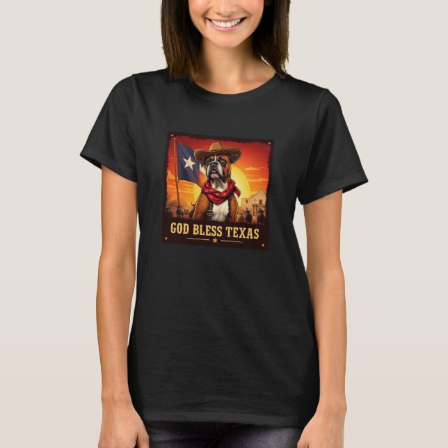 Boxer Gud välsigne Texas T Shirt (Framsida)