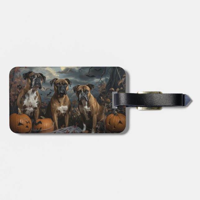 Boxer Halloween Natt Hund Delight Bagagebricka (Baksida Vågrät)