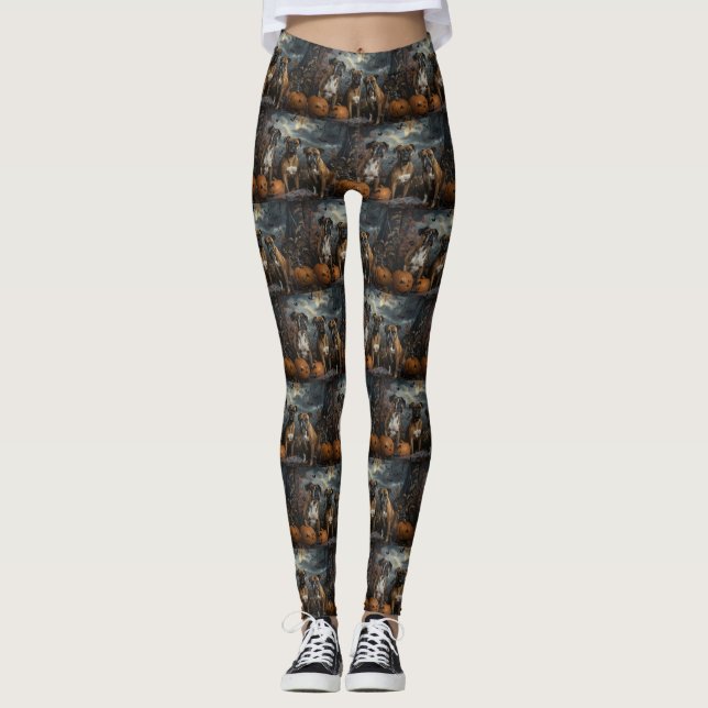 Boxer Halloween Natt Hund Delight Leggings (Framsida)