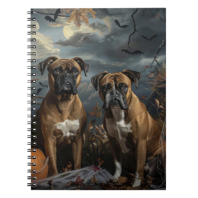 Boxer Halloween Night Doggy Delight Anteckningsbok (Framsidan)