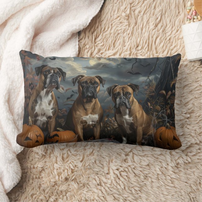 Boxer Halloween Night Doggy Delight Lumbarkudde (Filt)