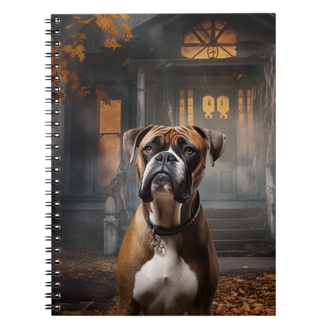 Boxer Halloween Scary Anteckningsbok (Framsidan)