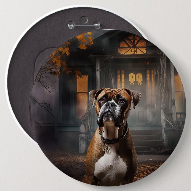Boxer Halloween Scary Knapp (Framsida & baksida)