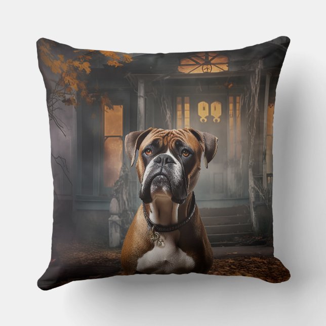 Boxer Halloween Scary Kudde (Baksida)