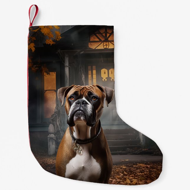 Boxer Halloween Scary Liten Julstrumpa (Framsidan)