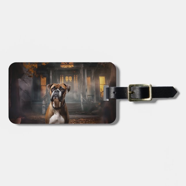 Boxer Halloween Skräckinjagande Bagagebricka (Horisontell Framsida)