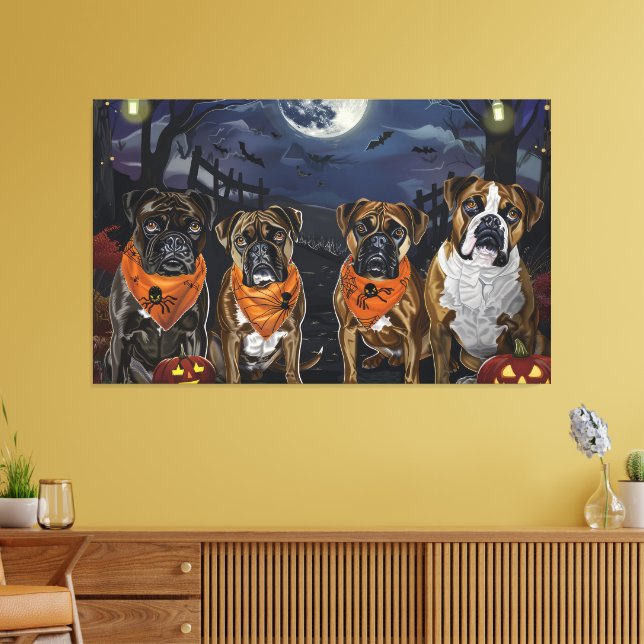 Boxer Halloween Skräckinjagande Canvastryck (Insitu (Vardagsrum))