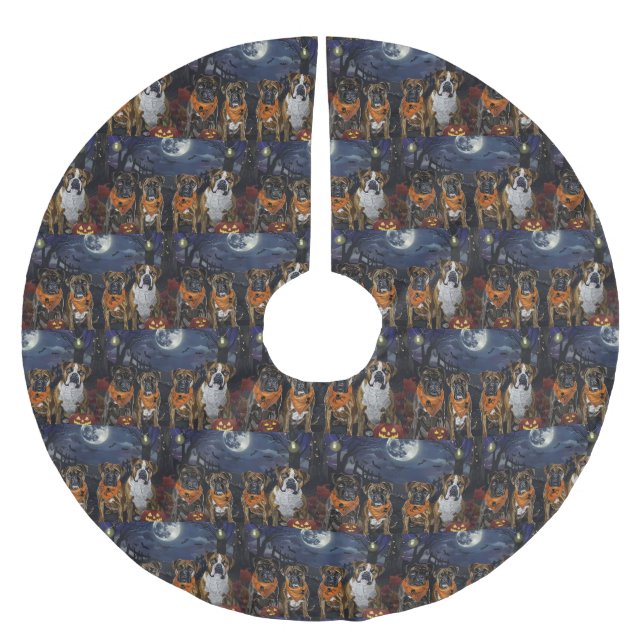 Boxer Halloween Spooky Julgransmatta Borstad Polyester (Framsidan)