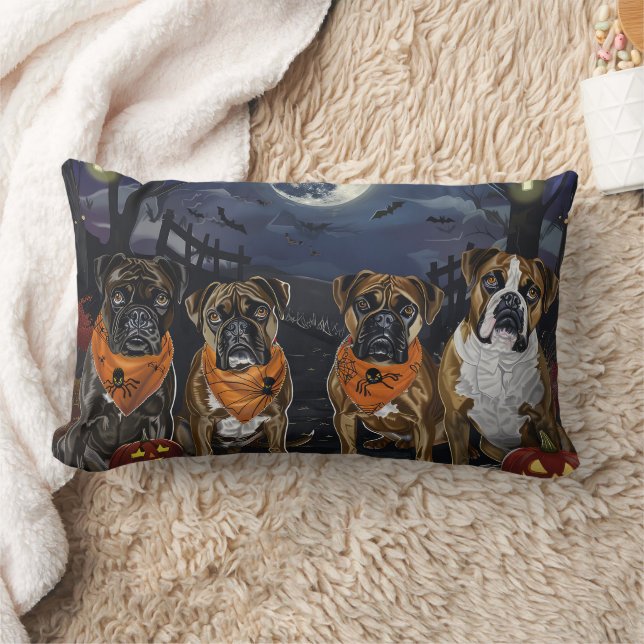 Boxer Halloween Spooky Lumbarkudde (Filt)