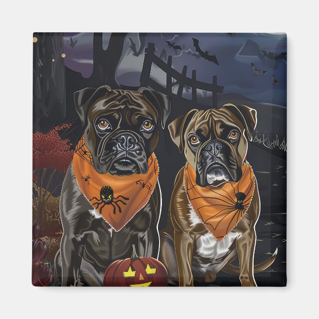 Boxer Halloween Spooky Magnet (Framsidan)