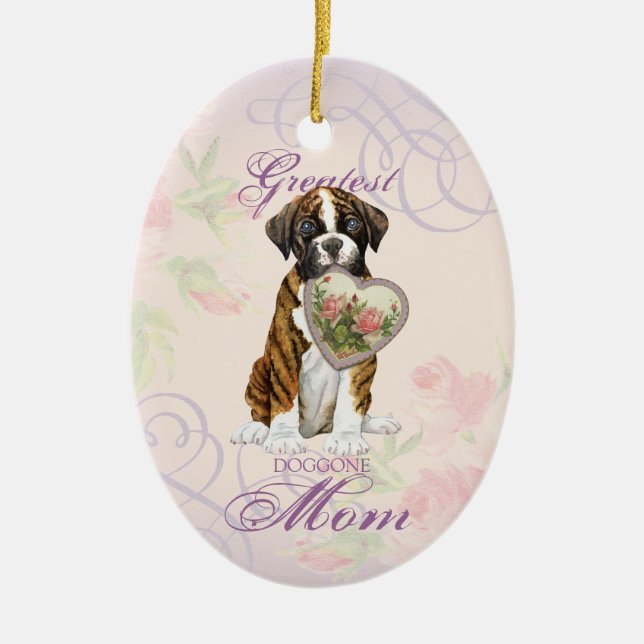 Boxer Heart Mamma Ceramic Ornament (Framsidan)