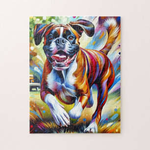 Boxer Hund Akryl Konsttryck Hundälskare Present Pussel