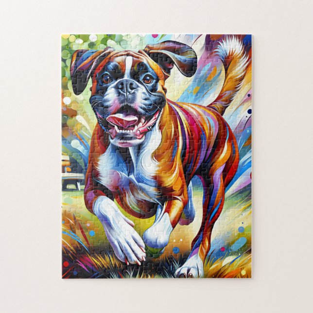 Boxer Hund Akryl Konsttryck Hundälskare Present Pussel (Vertikal)