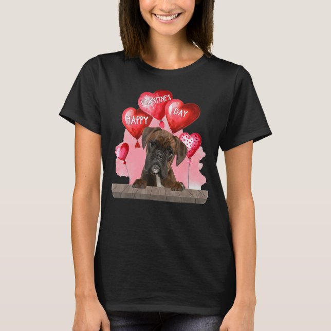 Boxer Hund Alla hjärtans dag Pet Hund älskare T Shirt (Framsida)