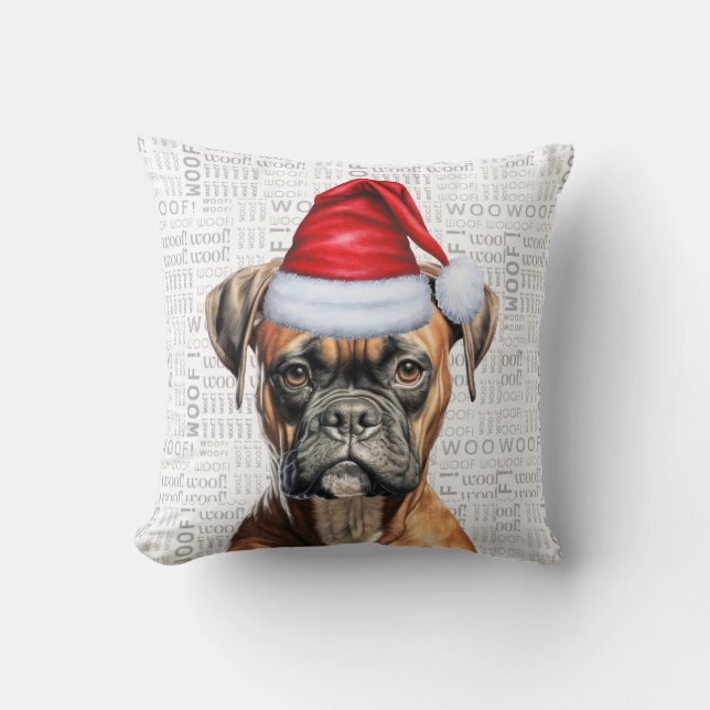 Boxer Hund älskare jul Helgdag Kudde (Framsida)