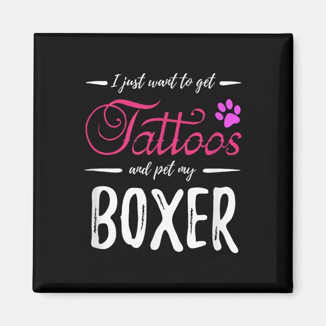 Boxer Hund älskare Tattoo Shirt Rolig hund Mamma G Magnet (Framsidan)
