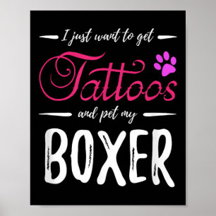 Boxer Hund älskare Tattoo Shirt Rolig hund Mamma G Poster