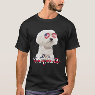 Boxer Hund American USA flagga Merica 4:e juli-Hun T Shirt