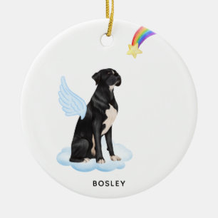Boxer Hund Angel Analize Black Hund Pet Memorial Julgransprydnad Keramik