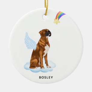 Boxer Hund Angel Personlig Pet Hund Memorial Julgransprydnad Keramik