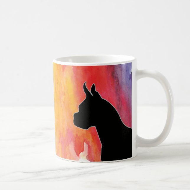 Boxer Hund Anpassade Watercolor Silhouette WC Kaffemugg (Höger)