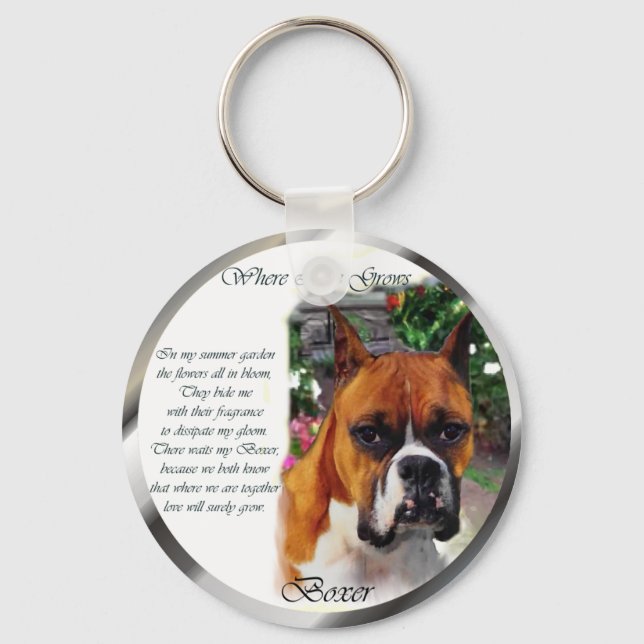 Boxer Hund Art Gifts Nyckelring (Framsida)
