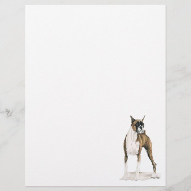 Boxer Hund Art Stationery Brev Head (Framsida)