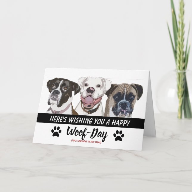 Boxer Hund aveln-födelsedagskort - Lycklig-veckoda Kort (Framsida)
