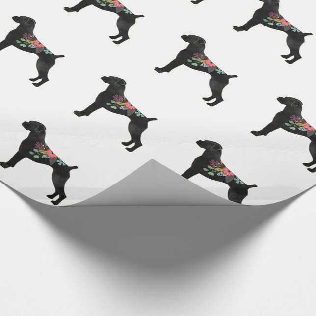 Boxer Hund aveln Natural Boho Blommigt Silhouette Presentpapper (Hörn)