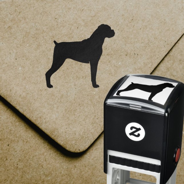 Boxer Hund aveln Silhouette med Natural Öron Självfärgande Stämpel (Skapare uppladdad)