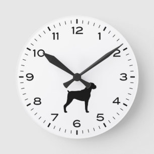 Boxer Hund aveln Silhouette Round Clock Rund Klocka