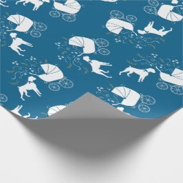 Boxer Hund Baby Shower Puppy Blue Boy Presentpapper