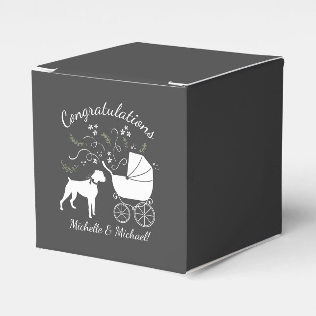 Boxer Hund Baby Shower Puppy Presentaskar (Framsidan Sidan)