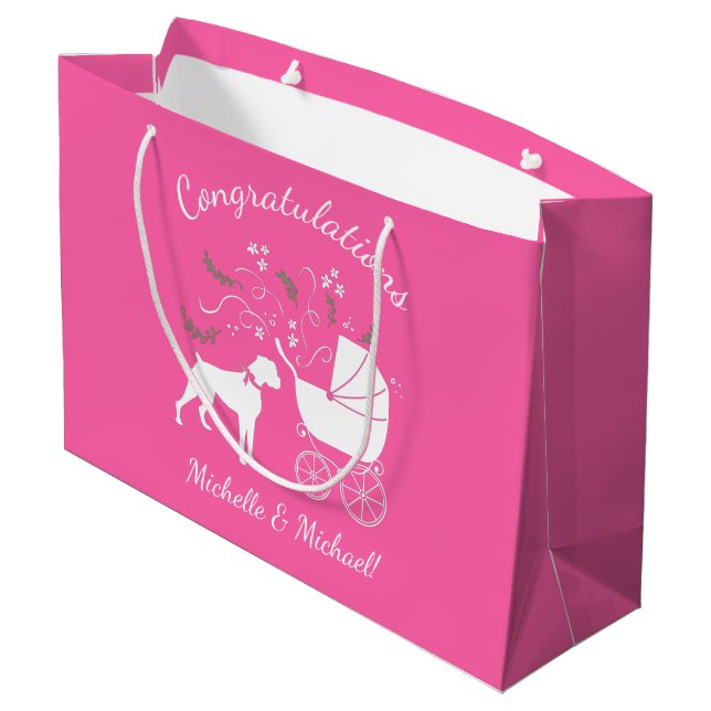 Boxer Hund Baby Shower Puppy Rosa Girl (Baksidan Vinklad)