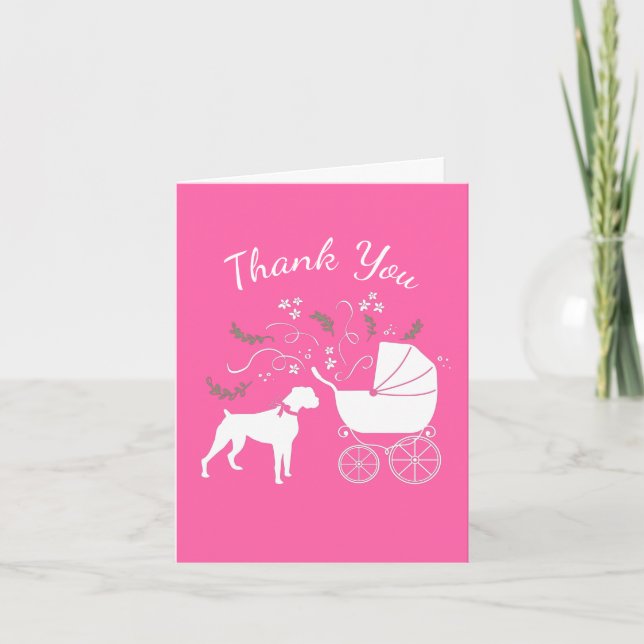 Boxer Hund Baby Shower Puppy Tack Kort (Framsida)