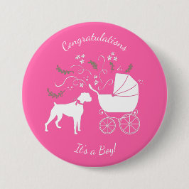 Boxer Hund Baby Shower Rosa Girl Knapp
